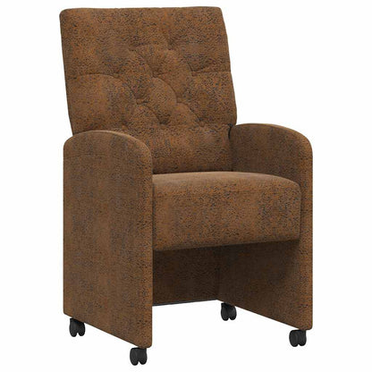 Dining Chairs with Wheels 2 pcs Brown 58 x 67 x 97 cm