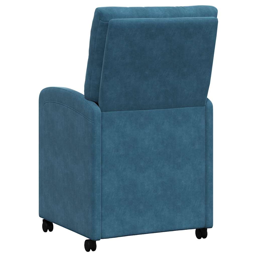 Dining Chairs with Wheels 2 pcs Blue 58 x 67 x 97 cm Velvet