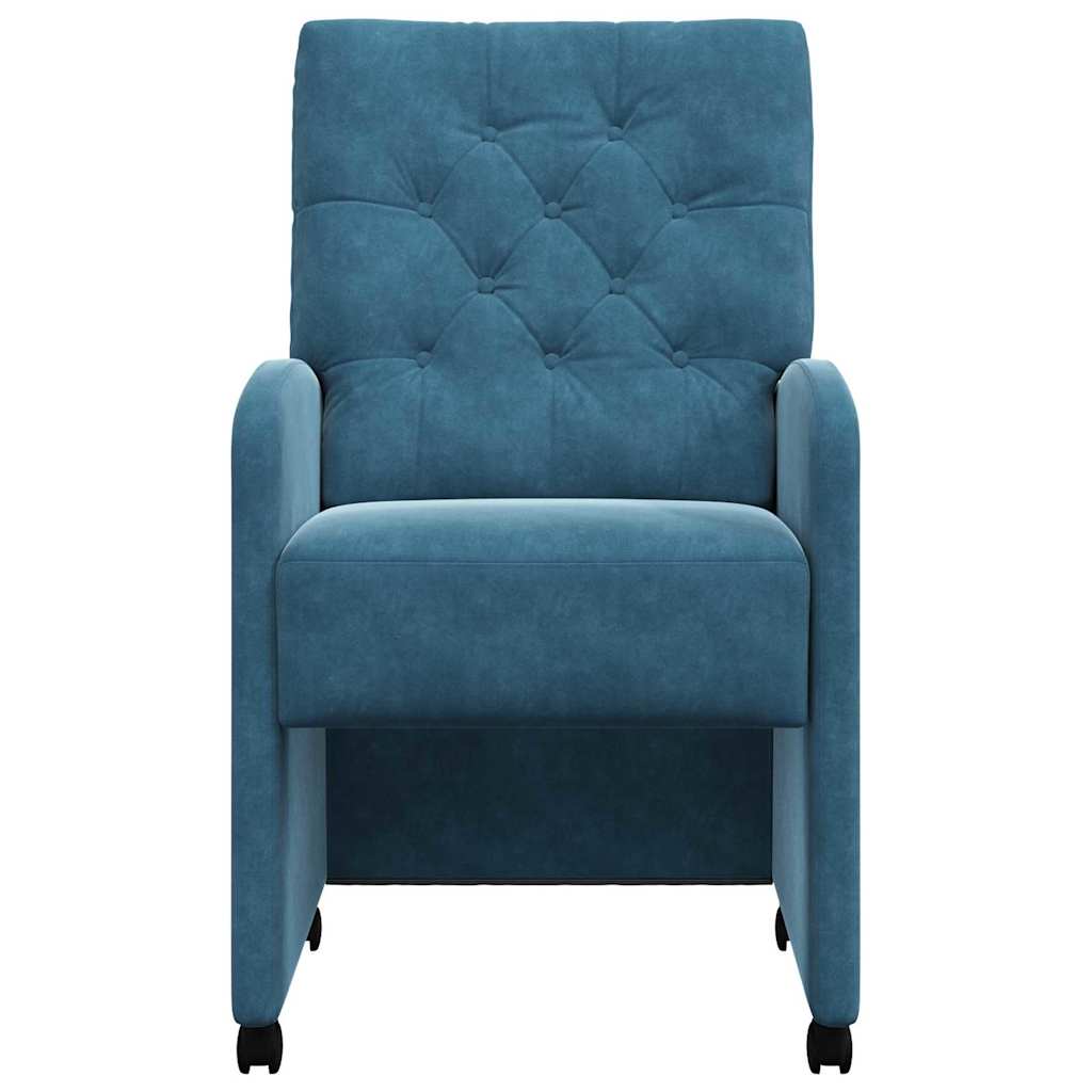 Dining Chairs with Wheels 2 pcs Blue 58 x 67 x 97 cm Velvet