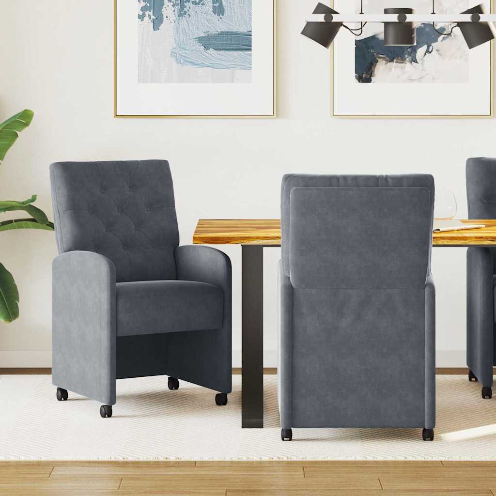 Dining Chairs with Wheels 2 pcs Dark grey 58 x 67 x 97 cm
