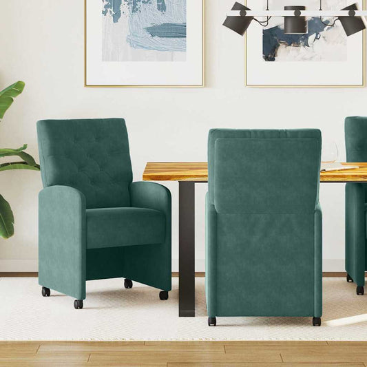 Dining Chairs with Wheels 2 pcs Dark green 58 x 67 x 97 cm