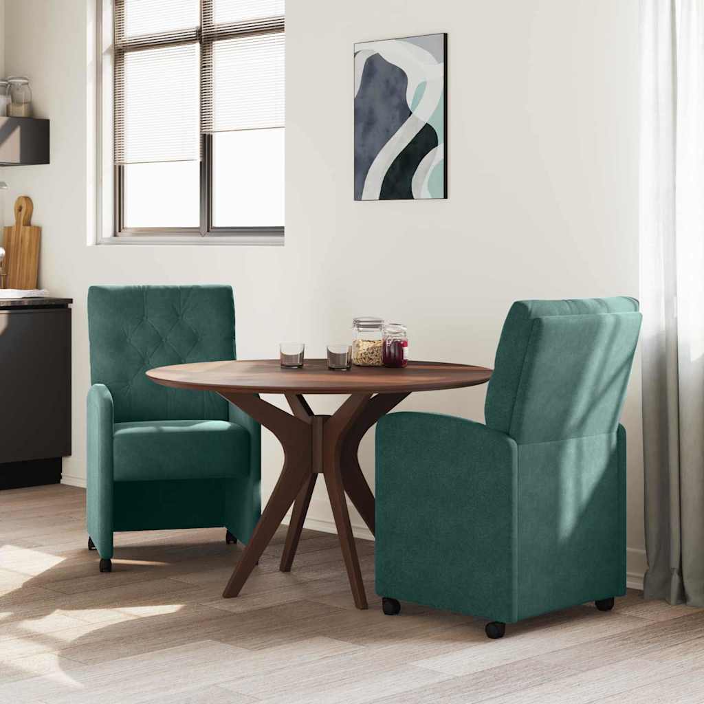 Dining Chairs with Wheels 2 pcs Dark green 58 x 67 x 97 cm