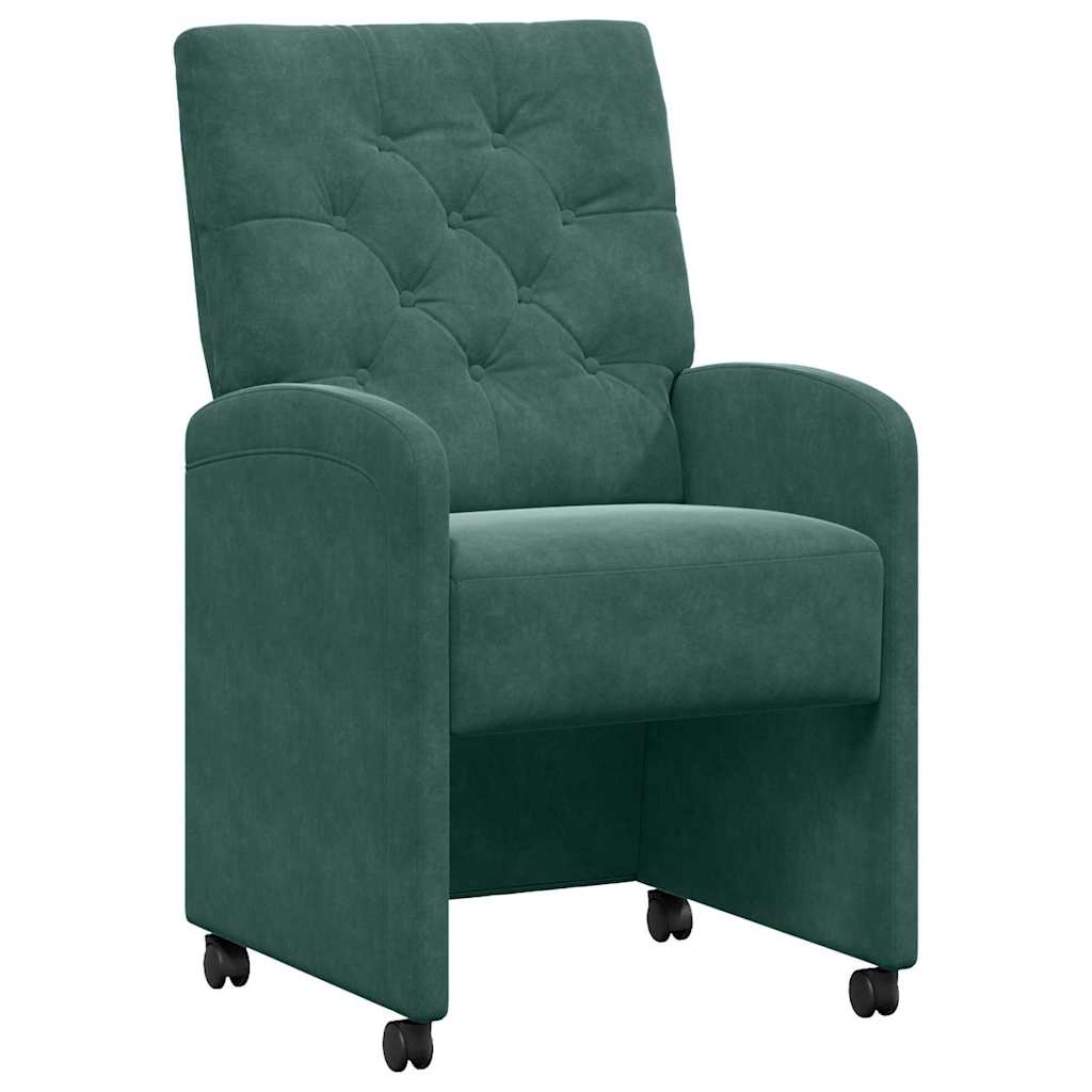 Dining Chairs with Wheels 2 pcs Dark green 58 x 67 x 97 cm