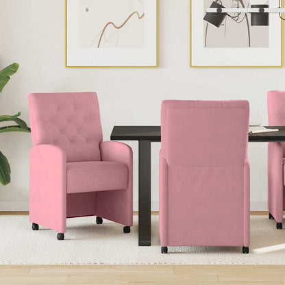 Dining Chairs with Wheels 2 pcs Pink 58 x 67 x 97 cm Velvet