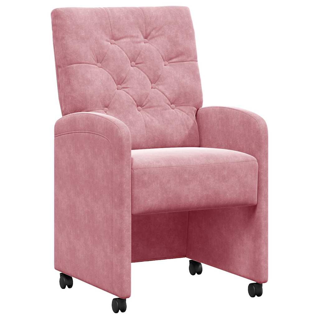 Dining Chairs with Wheels 2 pcs Pink 58 x 67 x 97 cm Velvet