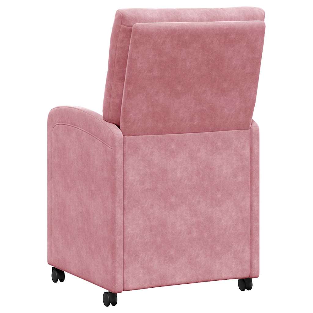 Dining Chairs with Wheels 2 pcs Pink 58 x 67 x 97 cm Velvet