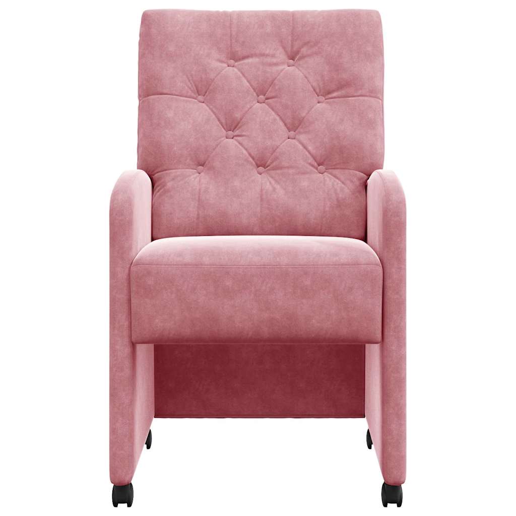 Dining Chairs with Wheels 2 pcs Pink 58 x 67 x 97 cm Velvet