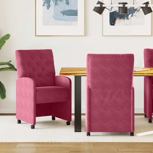 Dining Chairs with Wheels 2 pcs Wine red 58 x 67 x 97 cm Velvet