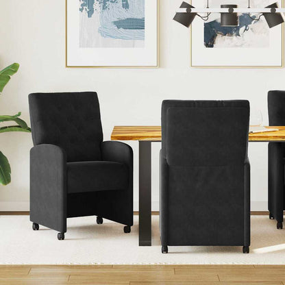 Dining Chairs with Wheels 2 pcs Black 58 x 67 x 97 cm Velvet