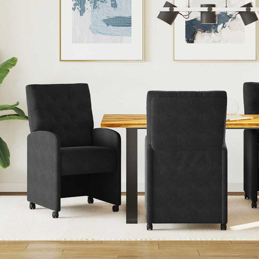 Dining Chairs with Wheels 2 pcs Black 58 x 67 x 97 cm Velvet