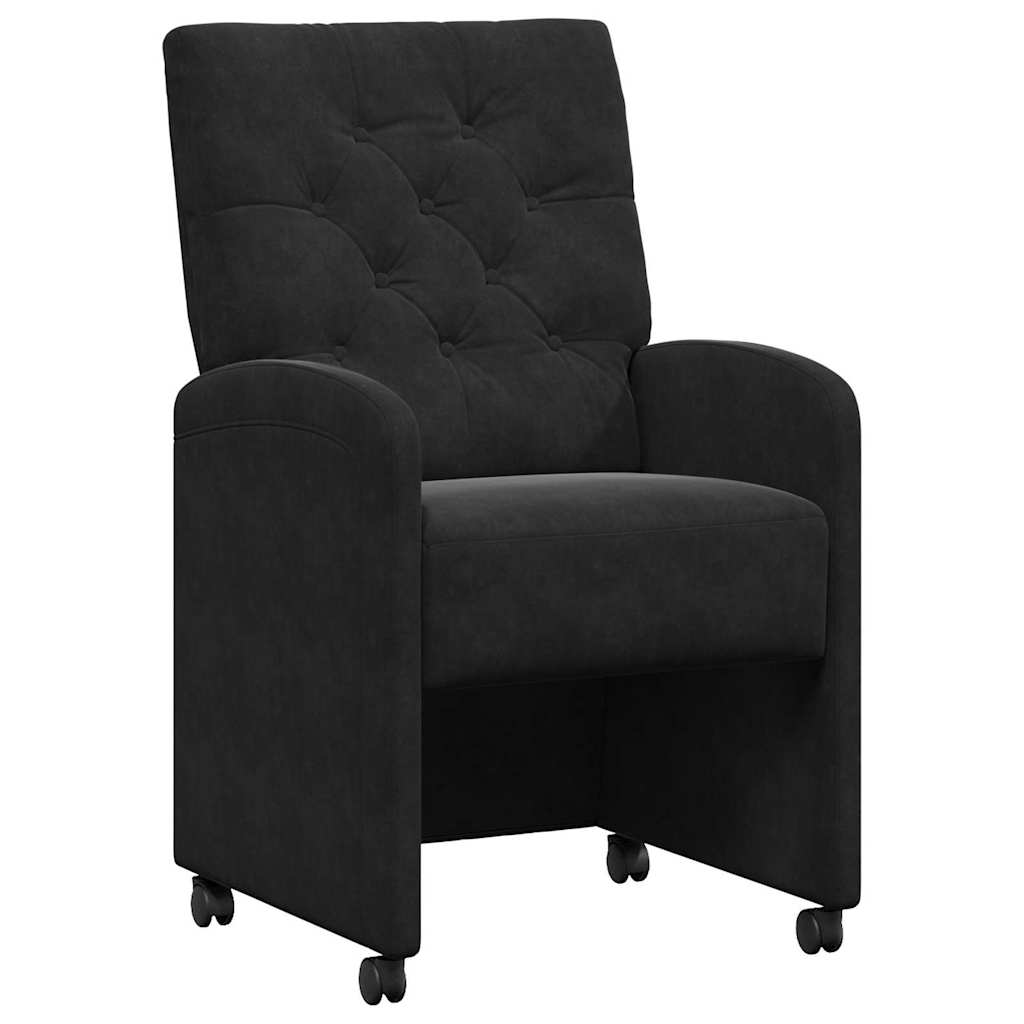 Dining Chairs with Wheels 2 pcs Black 58 x 67 x 97 cm Velvet