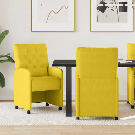 Dining Chairs with Wheels 2 pcs Yellow 58 x 67 x 97 cm Velvet