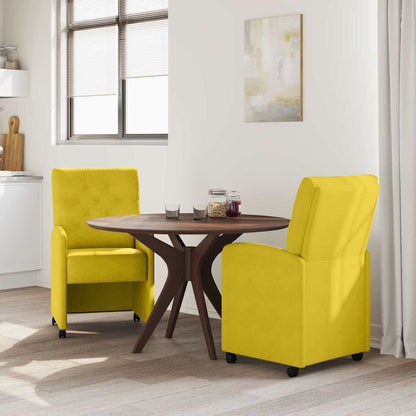 Dining Chairs with Wheels 2 pcs Yellow 58 x 67 x 97 cm Velvet