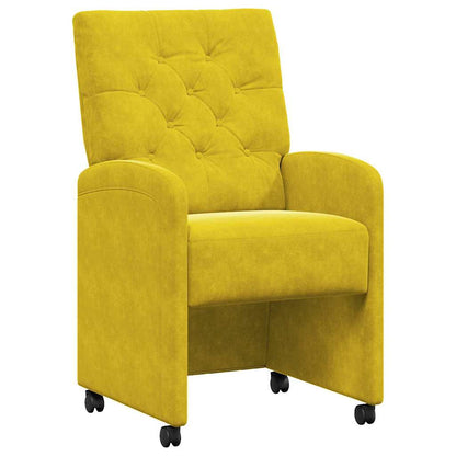 Dining Chairs with Wheels 2 pcs Yellow 58 x 67 x 97 cm Velvet