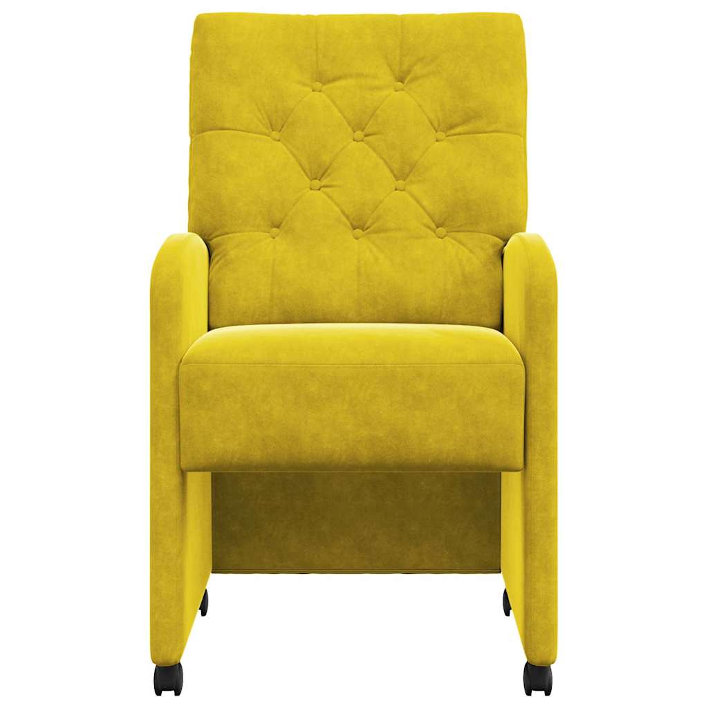 Dining Chairs with Wheels 2 pcs Yellow 58 x 67 x 97 cm Velvet
