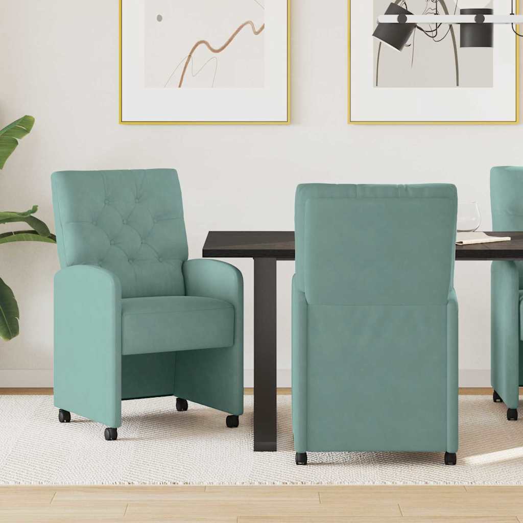 Dining Chairs with Wheels 2 pcs Sea green 58 x 67 x 97 cm