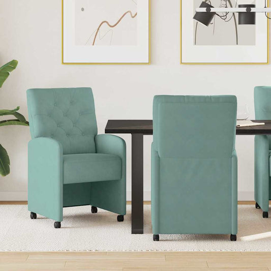 Dining Chairs with Wheels 2 pcs Sea green 58 x 67 x 97 cm