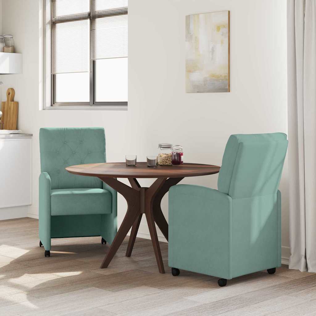 Dining Chairs with Wheels 2 pcs Sea green 58 x 67 x 97 cm