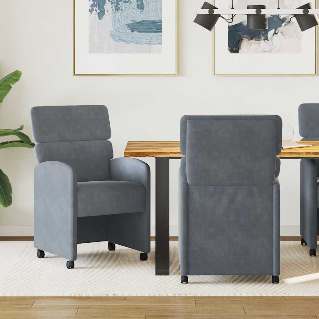 Dining Chairs with Wheels 2 pcs Dark grey 58 x 65 x 98 cm