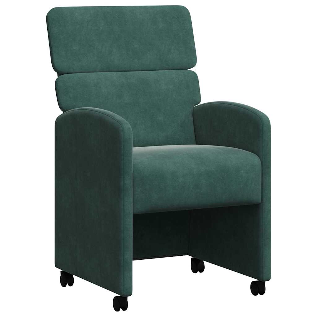 Dining Chairs with Wheels 2 pcs Dark green 58 x 65 x 98 cm