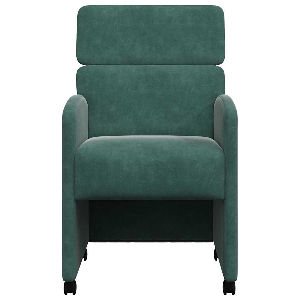 Dining Chairs with Wheels 2 pcs Dark green 58 x 65 x 98 cm