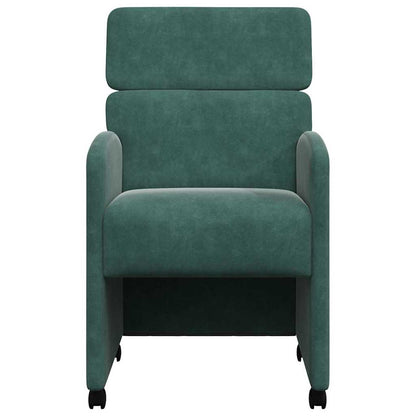 Dining Chairs with Wheels 2 pcs Dark green 58 x 65 x 98 cm
