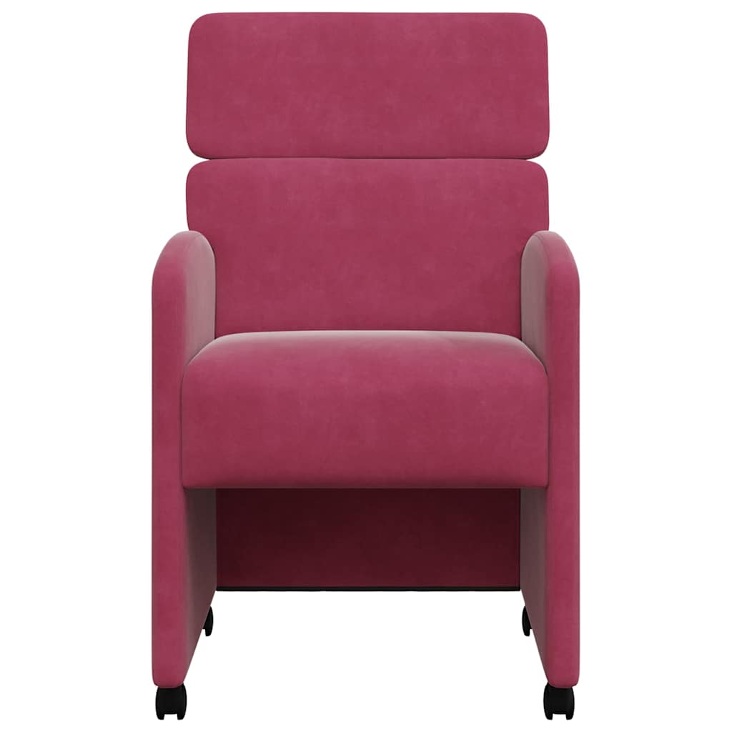 Dining Chairs with Wheels 2 pcs Wine red 58 x 65 x 98 cm Velvet