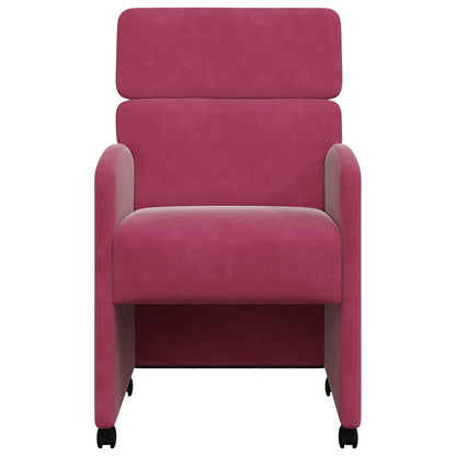 Dining Chairs with Wheels 2 pcs Wine red 58 x 65 x 98 cm Velvet