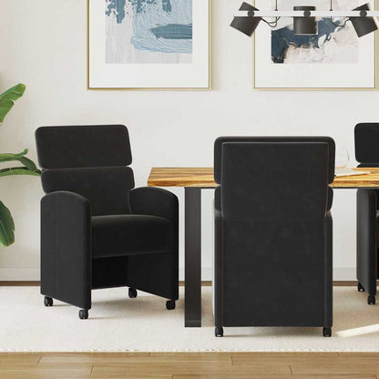 Dining Chairs with Wheels 2 pcs Black 58 x 65 x 98 cm Velvet