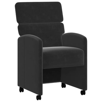 Dining Chairs with Wheels 2 pcs Black 58 x 65 x 98 cm Velvet