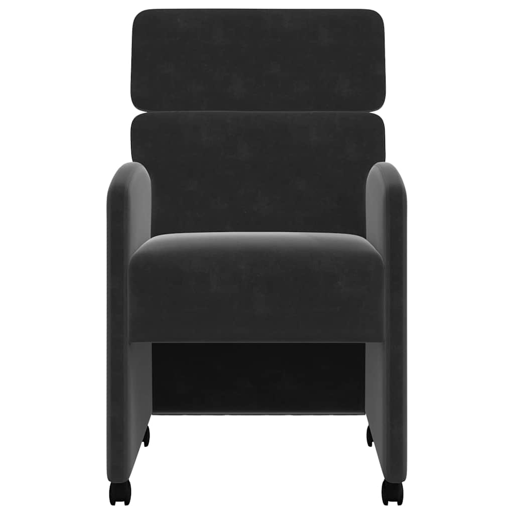 Dining Chairs with Wheels 2 pcs Black 58 x 65 x 98 cm Velvet