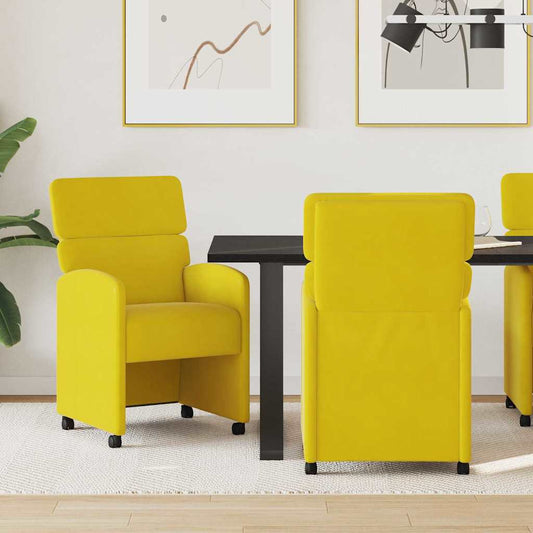 Dining Chairs with Wheels 2 pcs Yellow 58 x 65 x 98 cm Velvet