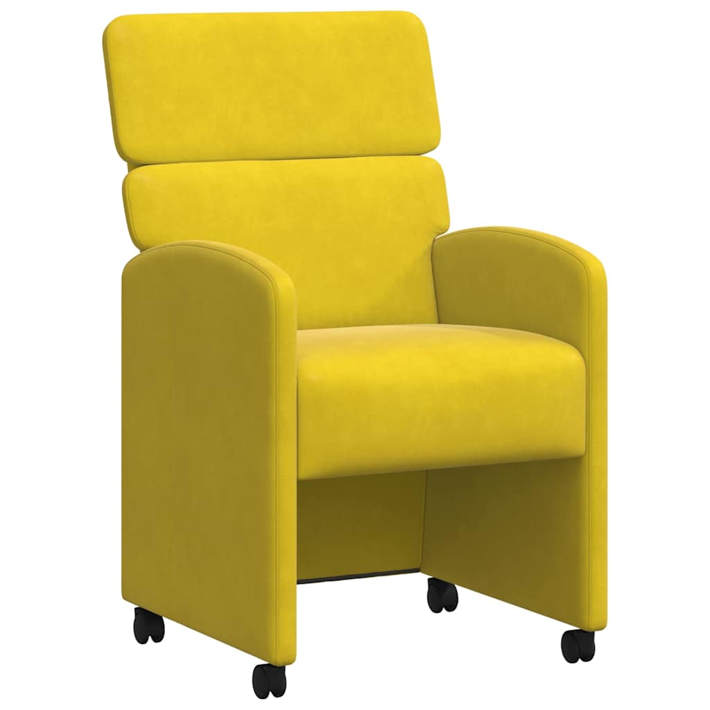 Dining Chairs with Wheels 2 pcs Yellow 58 x 65 x 98 cm Velvet