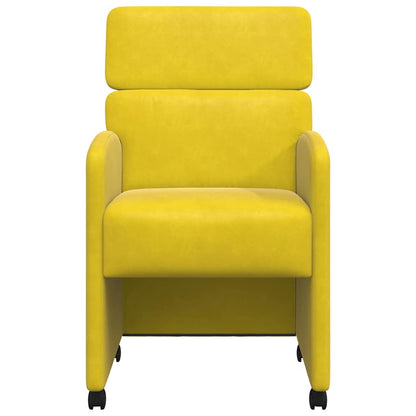 Dining Chairs with Wheels 2 pcs Yellow 58 x 65 x 98 cm Velvet