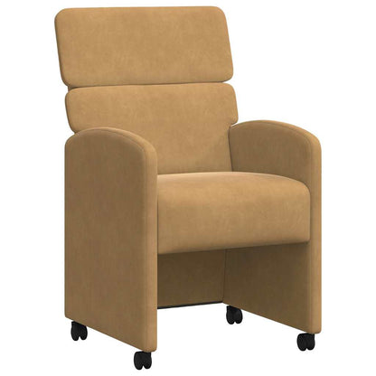 Dining Chairs with Wheels 2 pcs Brown 58 x 65 x 98 cm Velvet