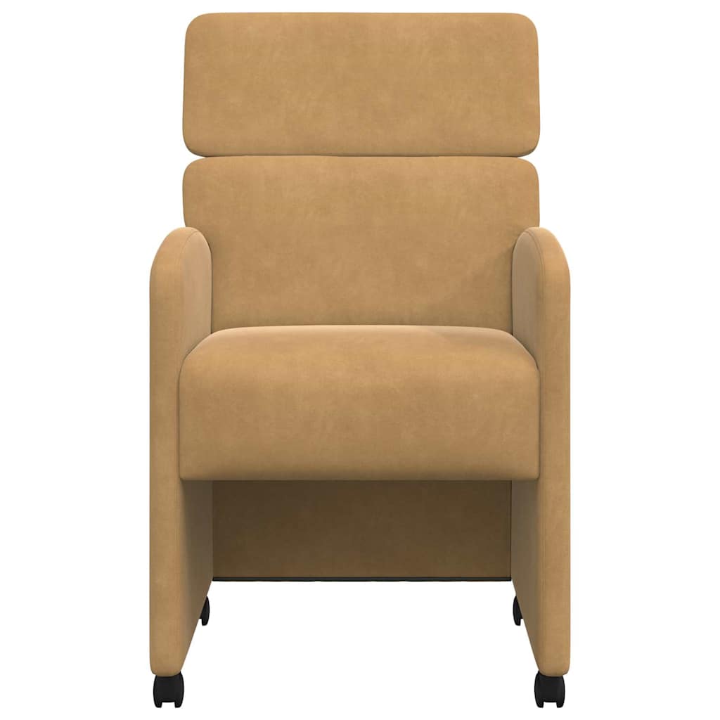 Dining Chairs with Wheels 2 pcs Brown 58 x 65 x 98 cm Velvet