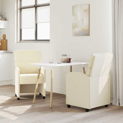 Dining Chairs with Wheels 2 pcs Cream 58 x 65 x 98 cm