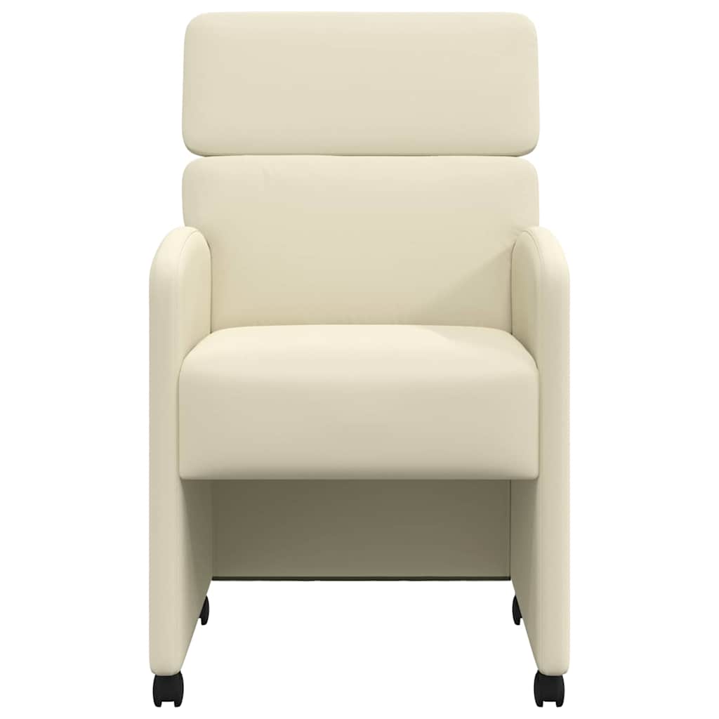 Dining Chairs with Wheels 2 pcs Cream 58 x 65 x 98 cm