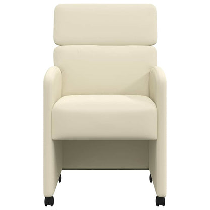 Dining Chairs with Wheels 2 pcs Cream 58 x 65 x 98 cm