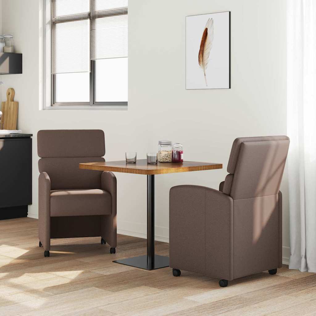 Dining Chairs with Wheels 2 pcs Brown 58 x 65 x 98 cm