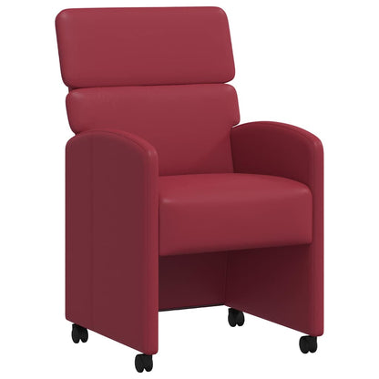 Dining Chairs with Wheels 2 pcs Wine red 58 x 65 x 98 cm