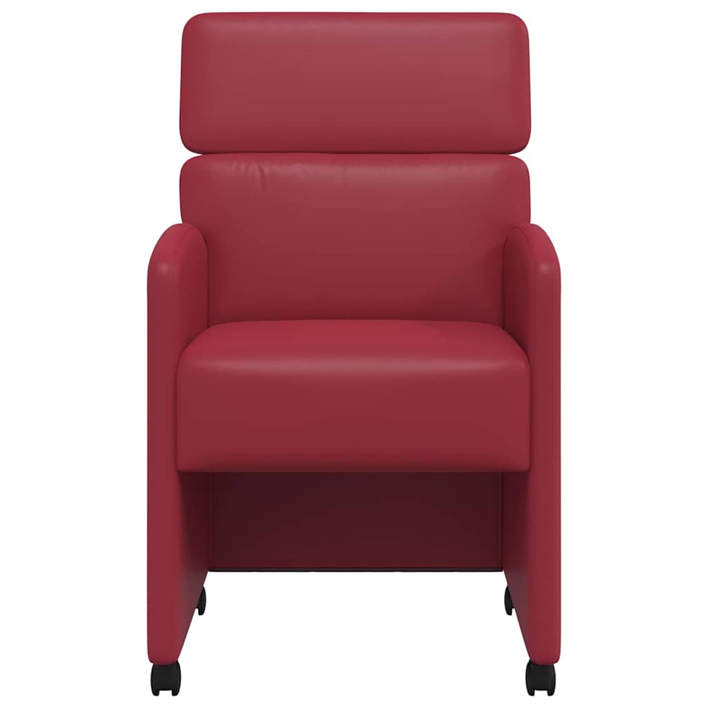 Dining Chairs with Wheels 2 pcs Wine red 58 x 65 x 98 cm