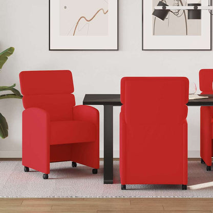 Dining Chairs with Wheels with Wheels 2 pcs Red 58 x 65 x 98 cm