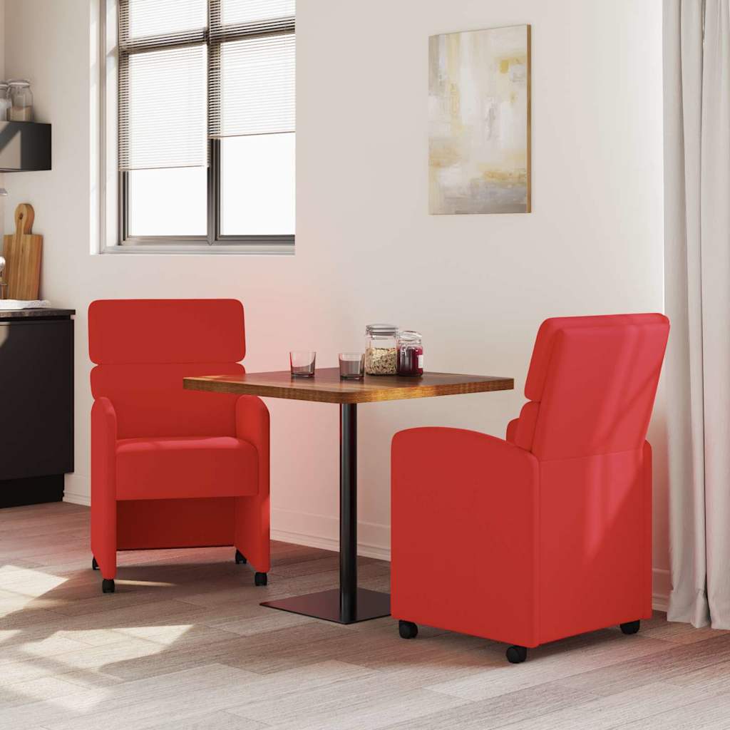 Dining Chairs with Wheels with Wheels 2 pcs Red 58 x 65 x 98 cm