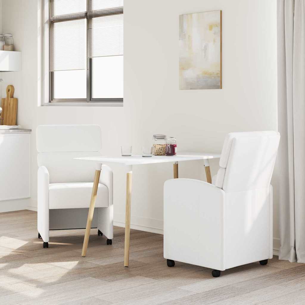 Dining Chairs with Wheels 2 pcs White 58 x 65 x 98 cm