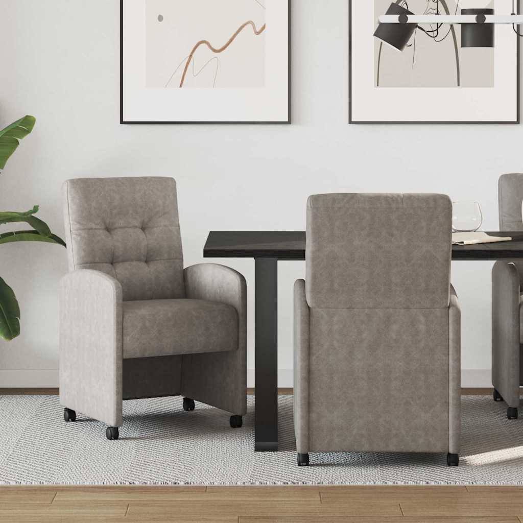 Dining Chairs with Wheels 2 pcs Grey 57 x 67 x 98 cm