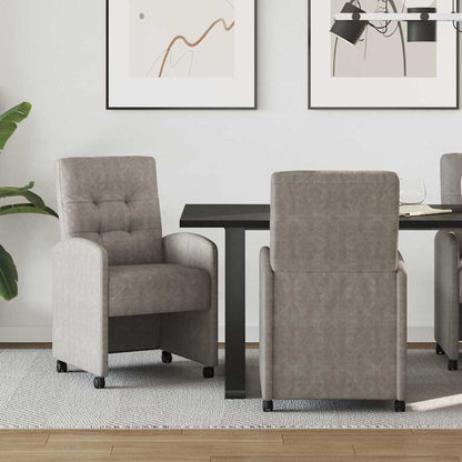 Dining Chairs with Wheels 2 pcs Grey 57 x 67 x 98 cm