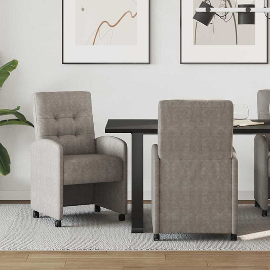 Dining Chairs with Wheels 2 pcs Grey 57 x 67 x 98 cm