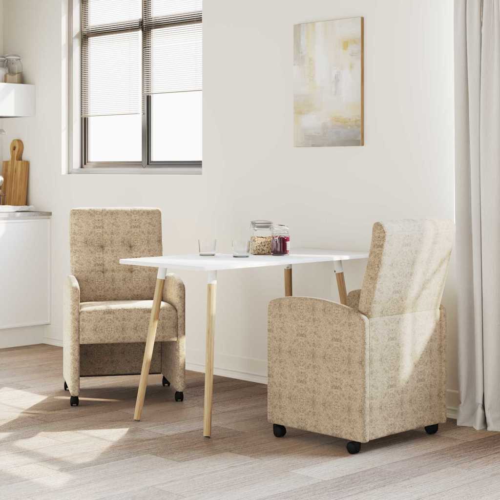 Dining Chairs with Wheels 2 pcs Light grey 57 x 67 x 98 cm