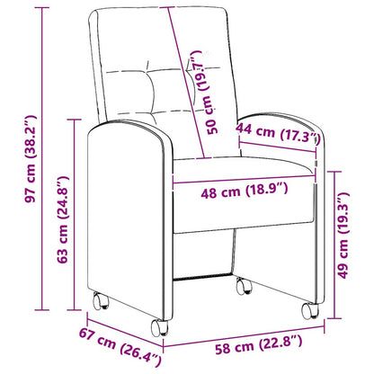 Dining Chairs with Wheels 2 pcs Dark grey 57 x 67 x 98 cm